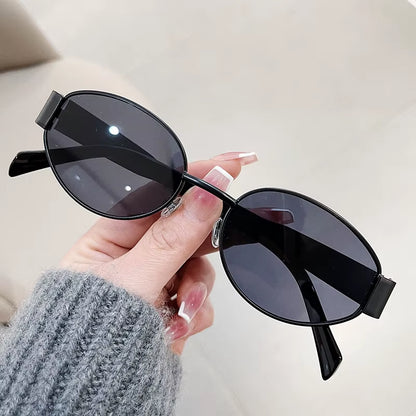 Elevate Your Style with Fashion Oval Sunglasses for Women - Retro Metal Goggles with UV400 Protection for Outdoor Adventures
